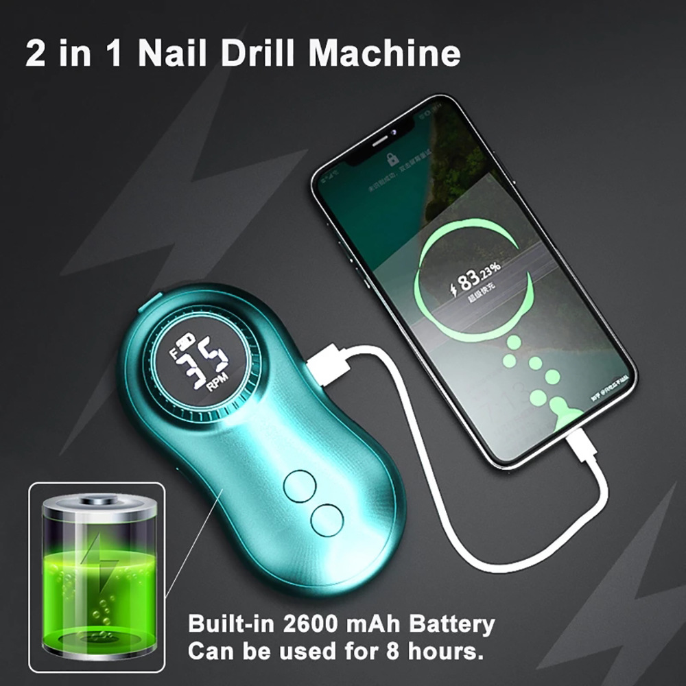 35000RPM Nail Drill Machine With HD LCD Display Rechargeable Nail Master For Manicure Portable Nail Drill Milling Machine view 4