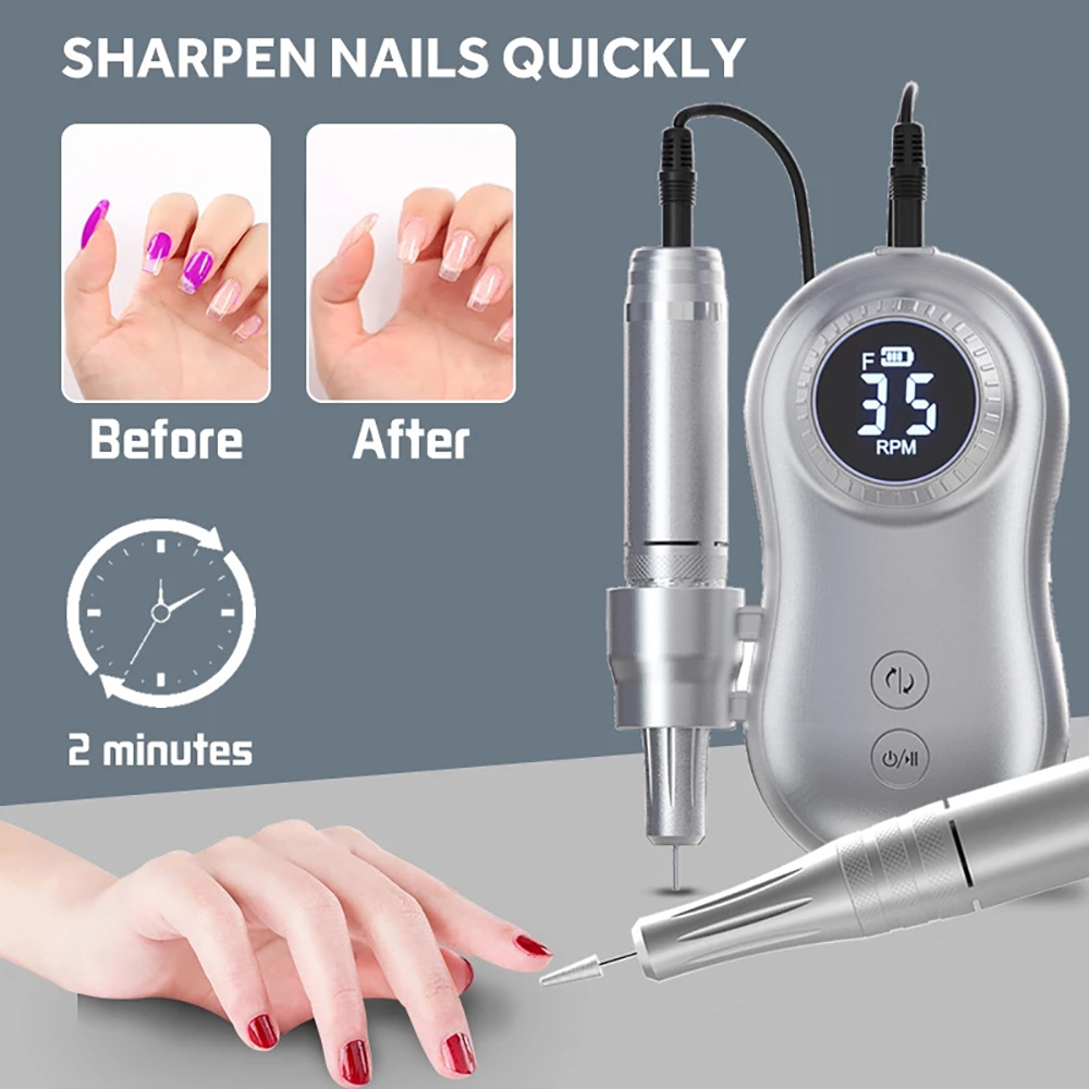 35000RPM Nail Drill Machine With HD LCD Display Rechargeable Nail Master For Manicure Portable Nail Drill Milling Machine view 3