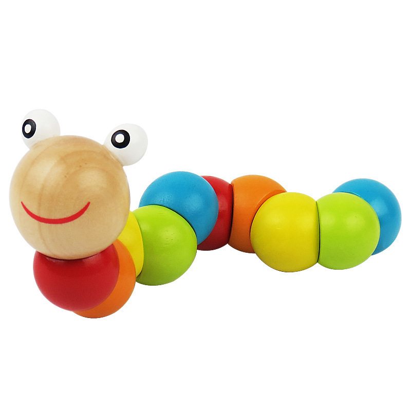 Children's Intelligence Toy Simulation Wooden Twisted Caterpillar