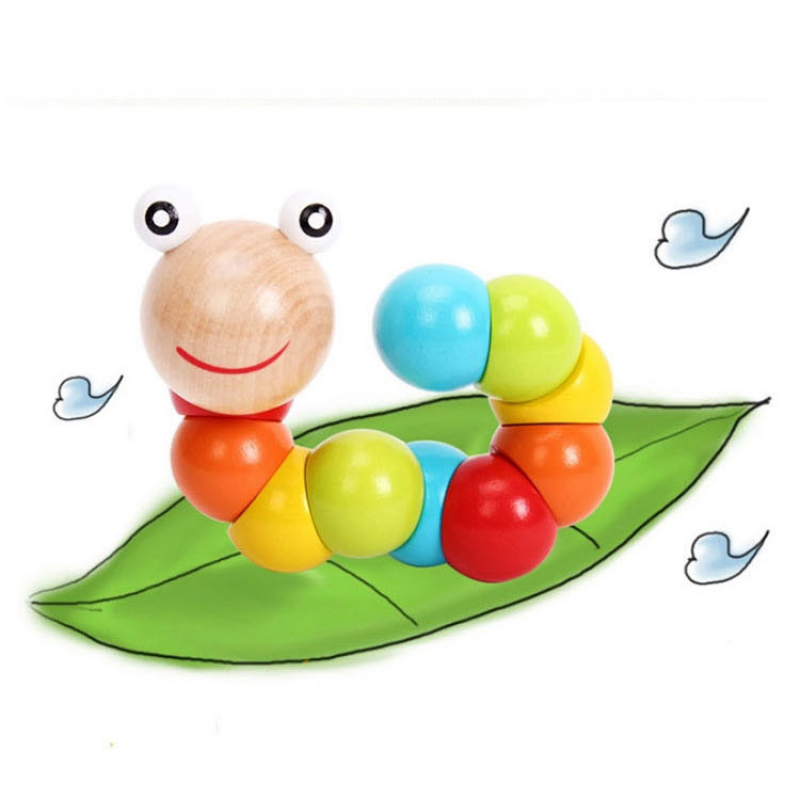 Children's Intelligence Toy Simulation Wooden Twisted Caterpillar