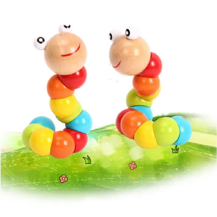 Children's Intelligence Toy Simulation Wooden Twisted Caterpillar