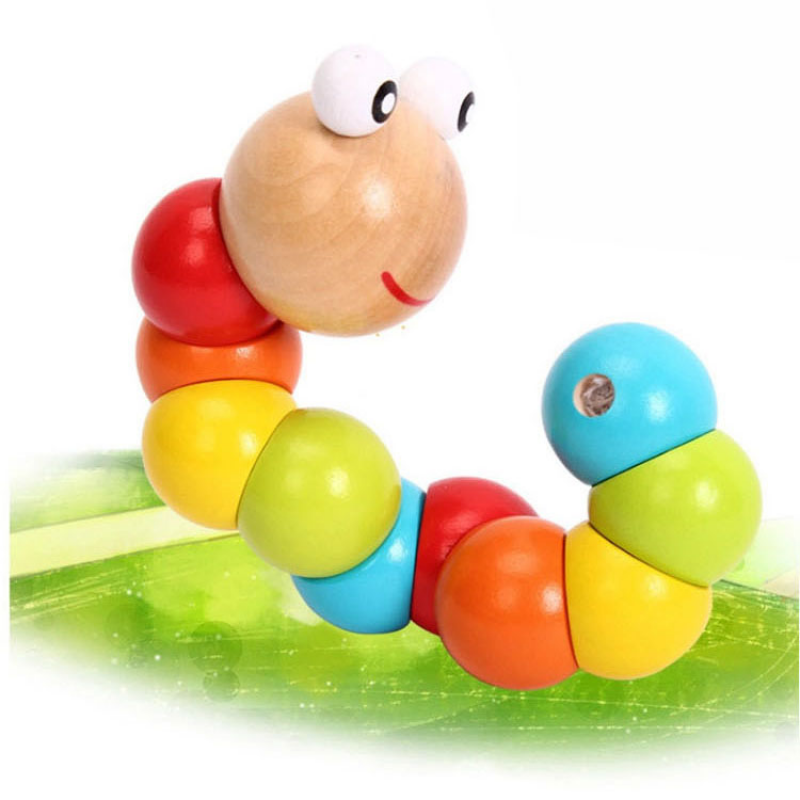 Children's Intelligence Toy Simulation Wooden Twisted Caterpillar
