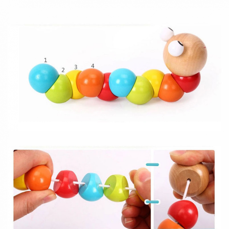 Children's Intelligence Toy Simulation Wooden Twisted Caterpillar