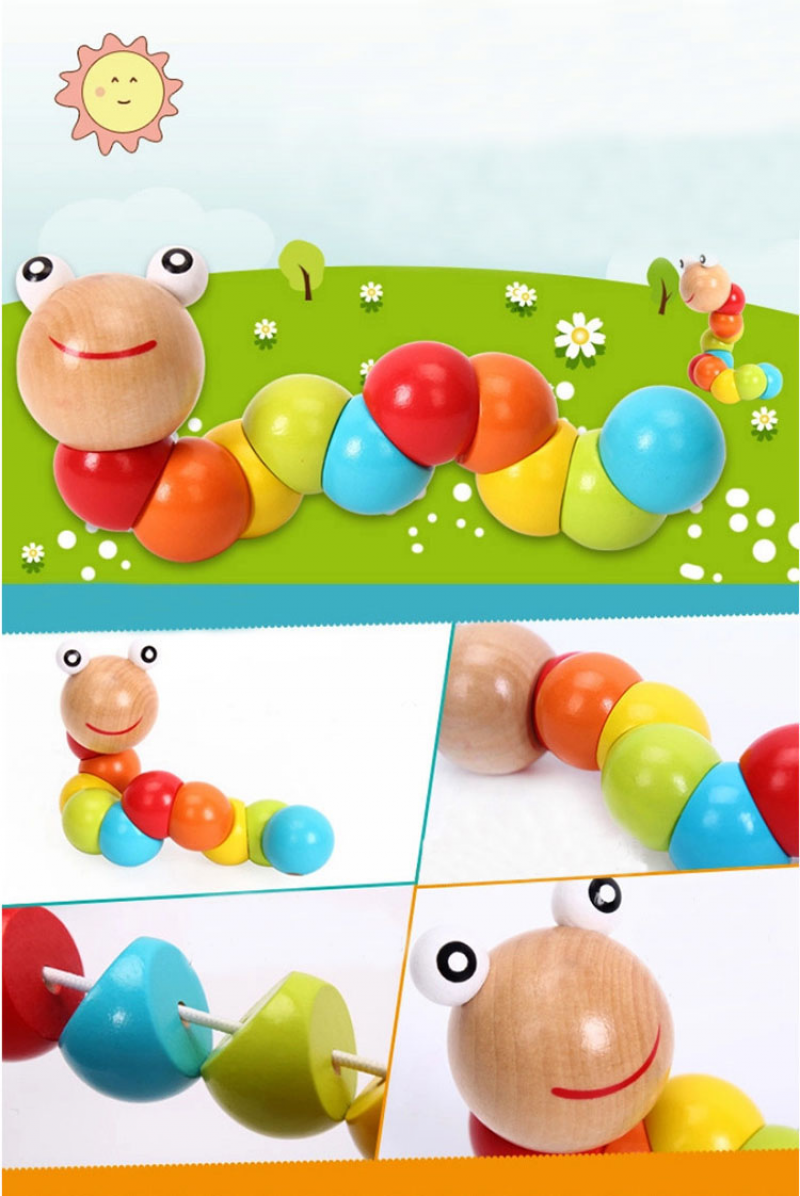 Children's Intelligence Toy Simulation Wooden Twisted Caterpillar