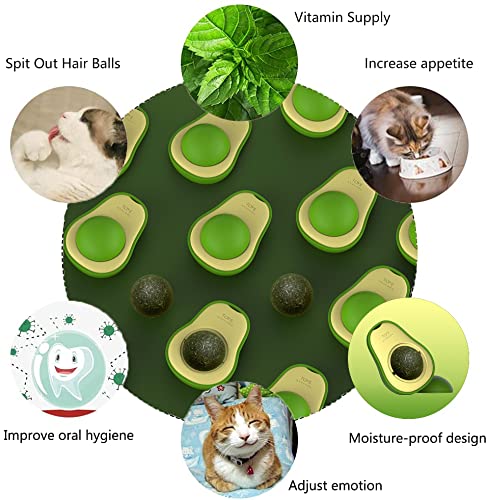 Avocado Catnip Wall Ball Cat Toys Catnip Edible Licking Balls Snack Healthy Rotatable Treats Toys Kitten Supplies Teeth Cleaning