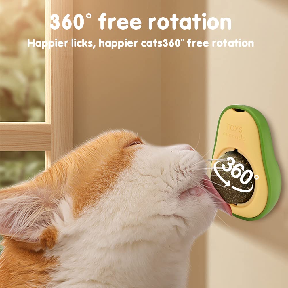 Avocado Catnip Wall Ball Cat Toys Catnip Edible Licking Balls Snack Healthy Rotatable Treats Toys Kitten Supplies Teeth Cleaning