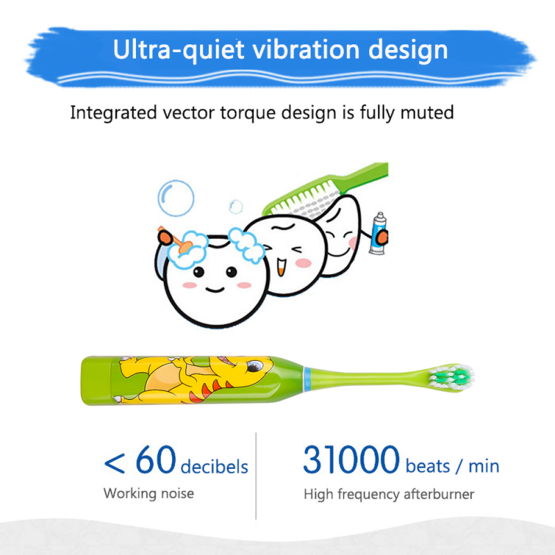 New Arrival Electric Automatic Children Ultrasonic Toothbrush Creative Cartoon Mini Round Brush With replaceable toothbrush heads