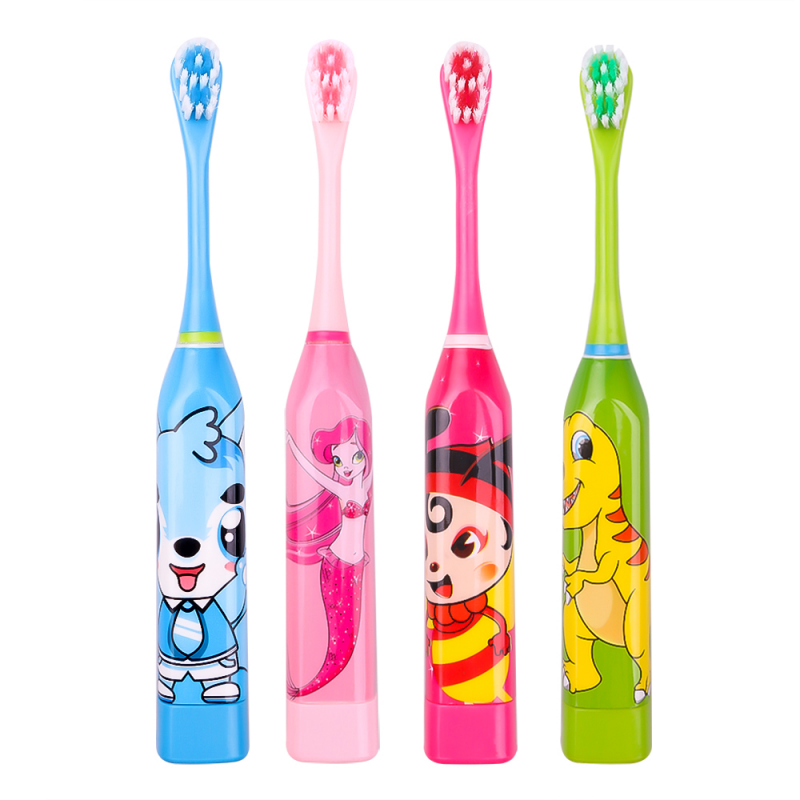 New Arrival Electric Automatic Children Ultrasonic Toothbrush Creative Cartoon Mini Round Brush With replaceable toothbrush heads