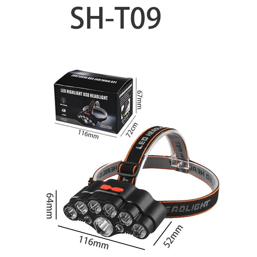 9 LED Headlamp Strong Light Head Lamp USB Rechargeable Headlight Built-in 18650 Battery Fishing Flashlight Outdoor Lantern