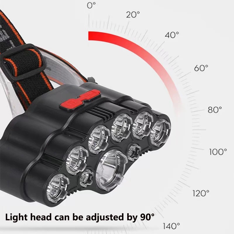 9 LED Headlamp Strong Light Head Lamp USB Rechargeable Headlight Built-in 18650 Battery Fishing Flashlight Outdoor Lantern
