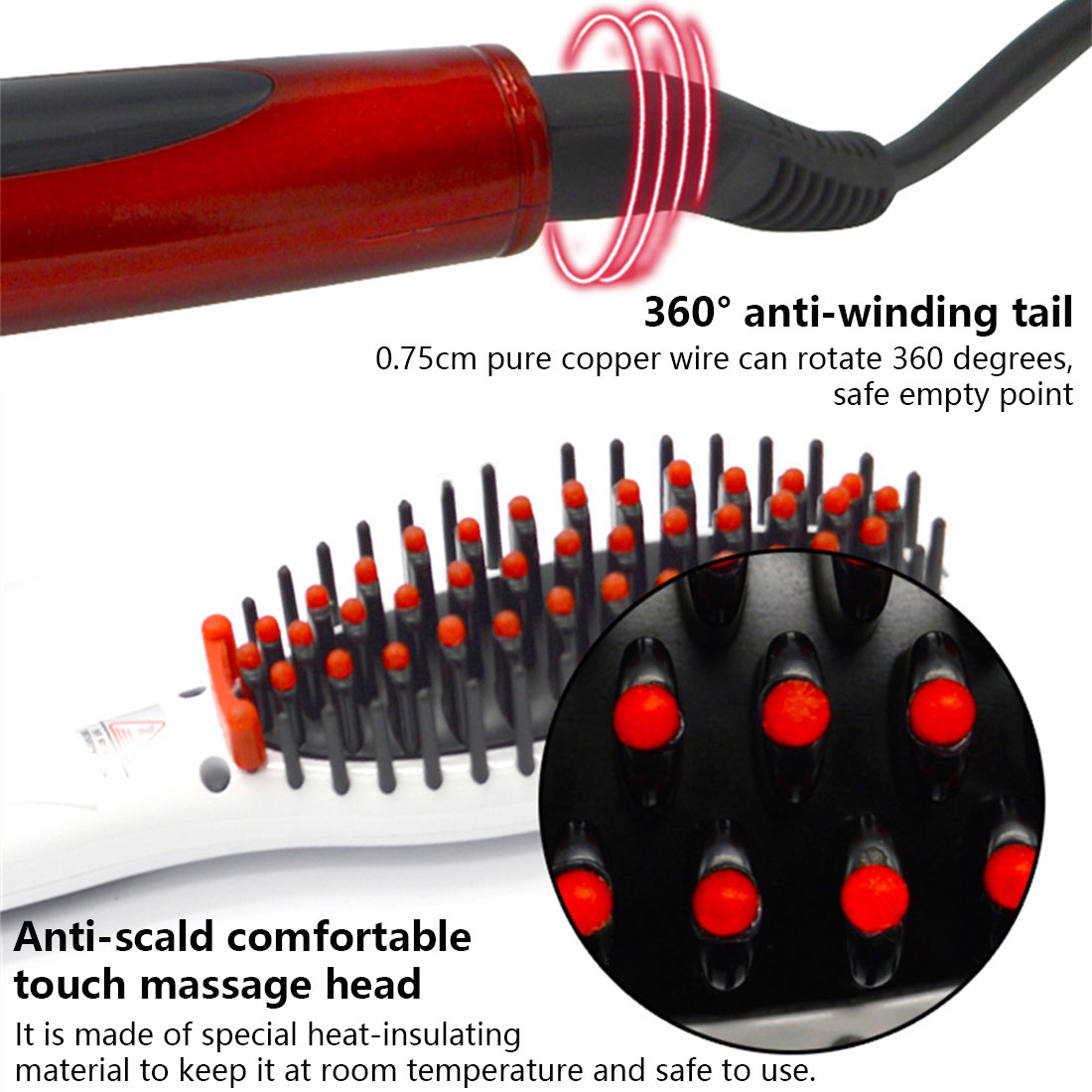 Hot Hair Straightener Comb Irons Electric Hair Straightener Brush Hair Care Auto Massager Simply