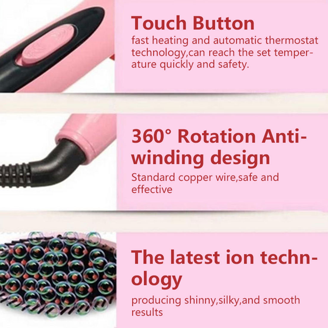 Hot Hair Straightener Comb Irons Electric Hair Straightener Brush Hair Care Auto Massager Simply