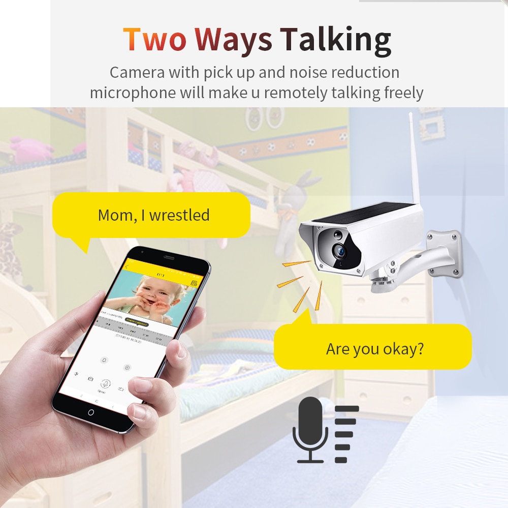 Solar WiFi IP Camera 1080P Outdoor Wireless Security Surveillance Camera PIR