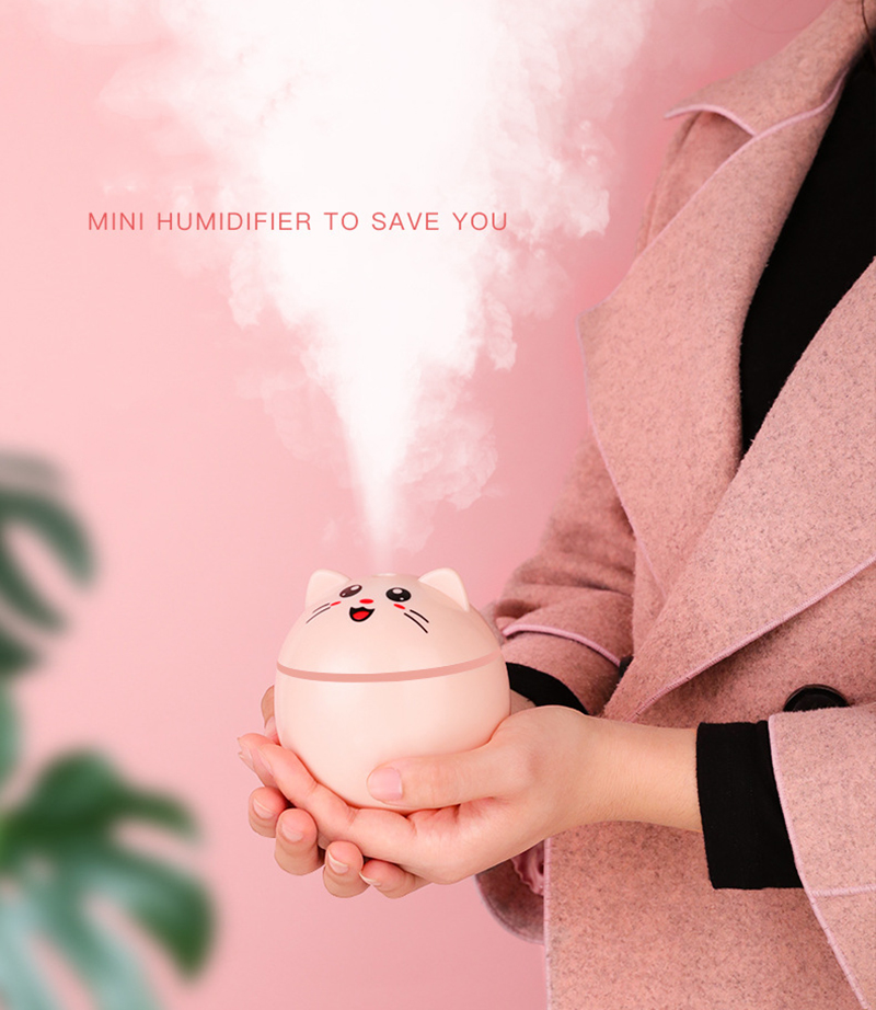 Air Humidifier Lucky Cat USB Ultrasonic Mist Maker Colorful Night Lamps Aroma Oil Diffuser Portable
