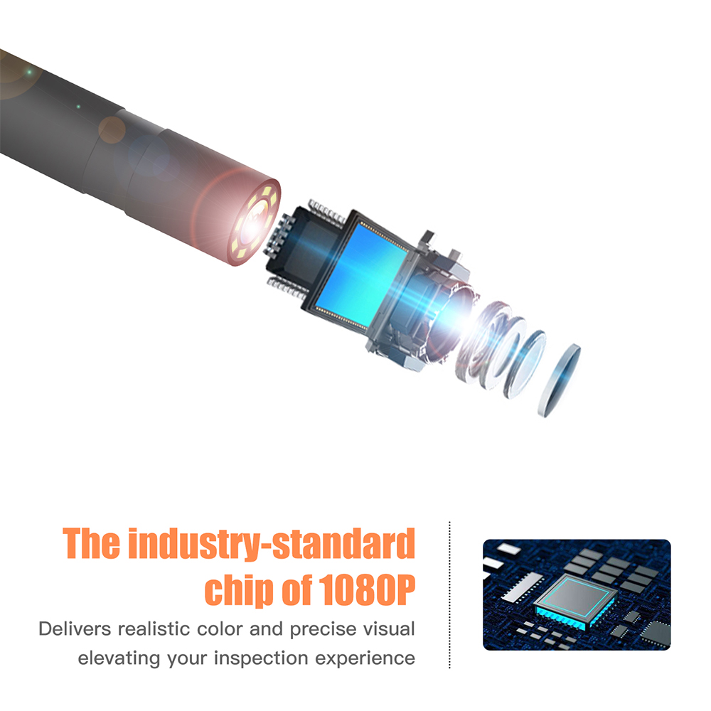 8mm Pro Industrial Endoscope Camera 1080P HD 4.3” IPS Screen Waterproof Borescope Snake Camera
