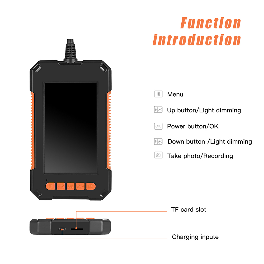 8mm Pro Industrial Endoscope Camera 1080P HD 4.3” IPS Screen Waterproof Borescope Snake Camera