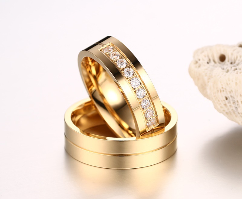 Wedding ring set ladies men's jewelry stainless steel engagement ring couple anniversary gift male
