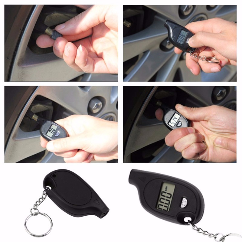 Digital Tire Air Pressure Gauge Tester Keychain Lcd Display Procession Car Measurement Tools