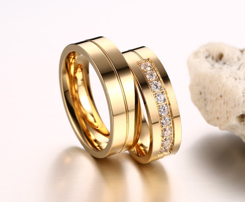 Wedding ring set ladies men's jewelry stainless steel engagement ring couple anniversary gift male