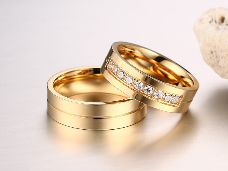 Wedding ring set ladies men's jewelry stainless steel engagement ring couple anniversary gift male