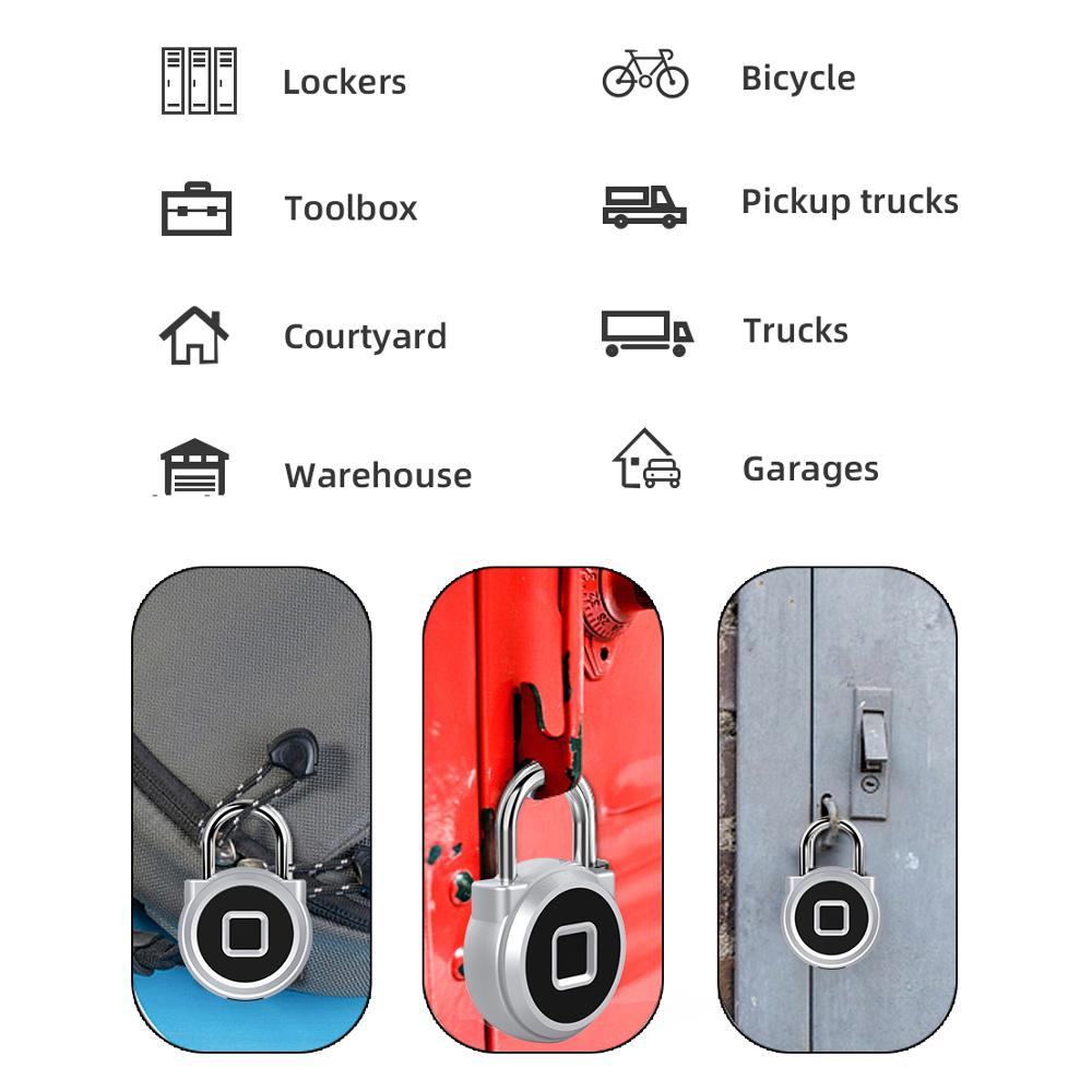 Fingerprint Padlock Smart Lock Anti-theft Security Lock Door Gym Locker Luggage Backpack Drawer