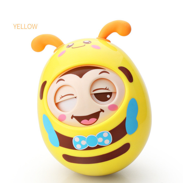 Baby Rattle Doll Bell Blink Eyes Tumbler Silicon Teether Toy Fun for Newborns Gift Baby 0-18 Months Toys Cute Child Bee rattle