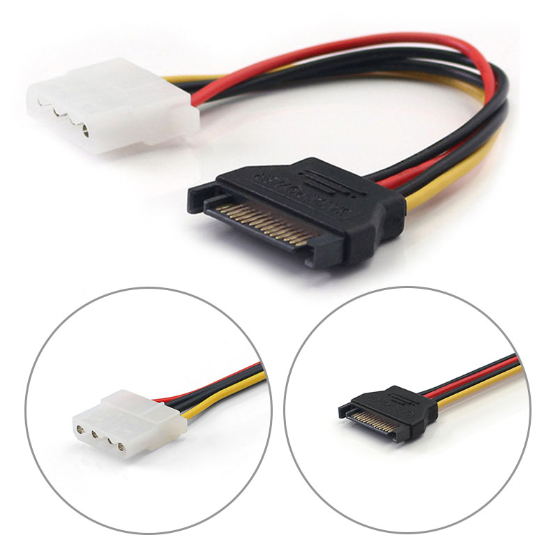 15 Pin Connector SATA Male To Molex IDE 4  Female Adapter Extension Power Cable   Computer Wire