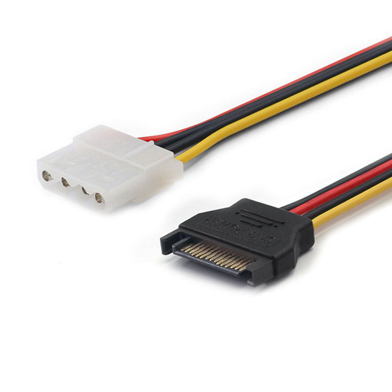 15 Pin Connector SATA Male To Molex IDE 4  Female Adapter Extension Power Cable   Computer Wire