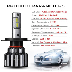 NOVSIGHT H7 LED H4 H11 9006 9005 Car Headlights Bulbs 90W 15000LM Decoder Automobile LED Headlamp Front Lights 6000K 12V 24V