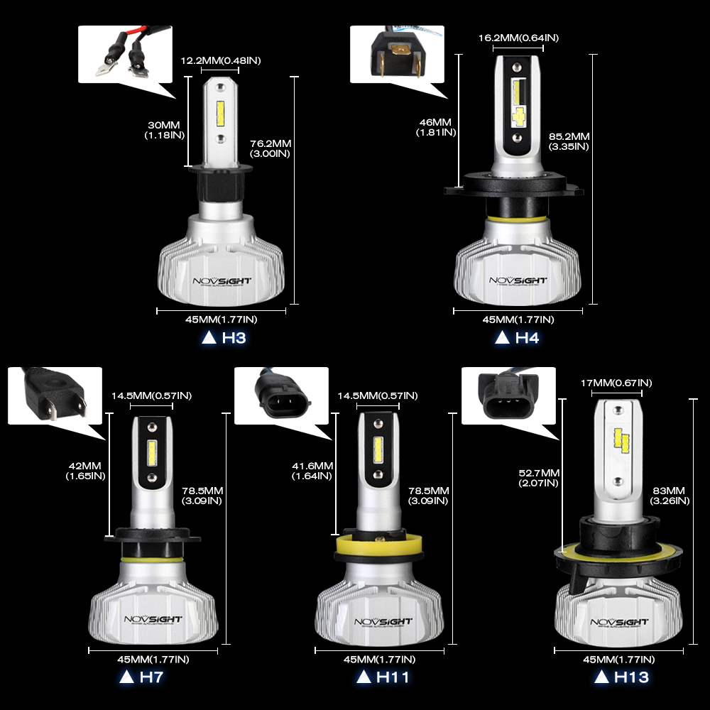 NOVSIGHT H4 LED H7 H11 H8 9006 HB4 H1 H3 HB3 H9 9007 H13 Car Headlight Bulbs LED Lamp CSP Chips 10000LM Auto Fog Lights 6500K