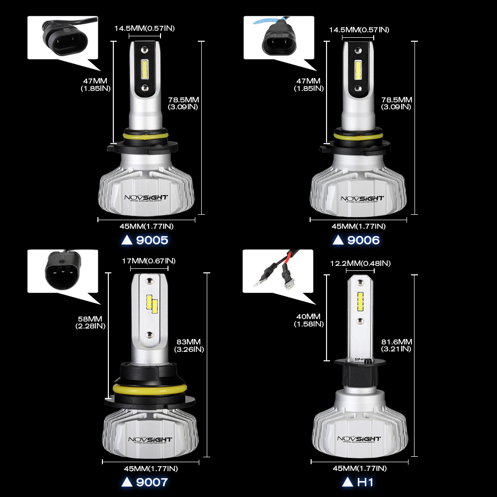 NOVSIGHT H4 LED H7 H11 H8 9006 HB4 H1 H3 HB3 H9 9007 H13 Car Headlight Bulbs LED Lamp CSP Chips 10000LM Auto Fog Lights 6500K