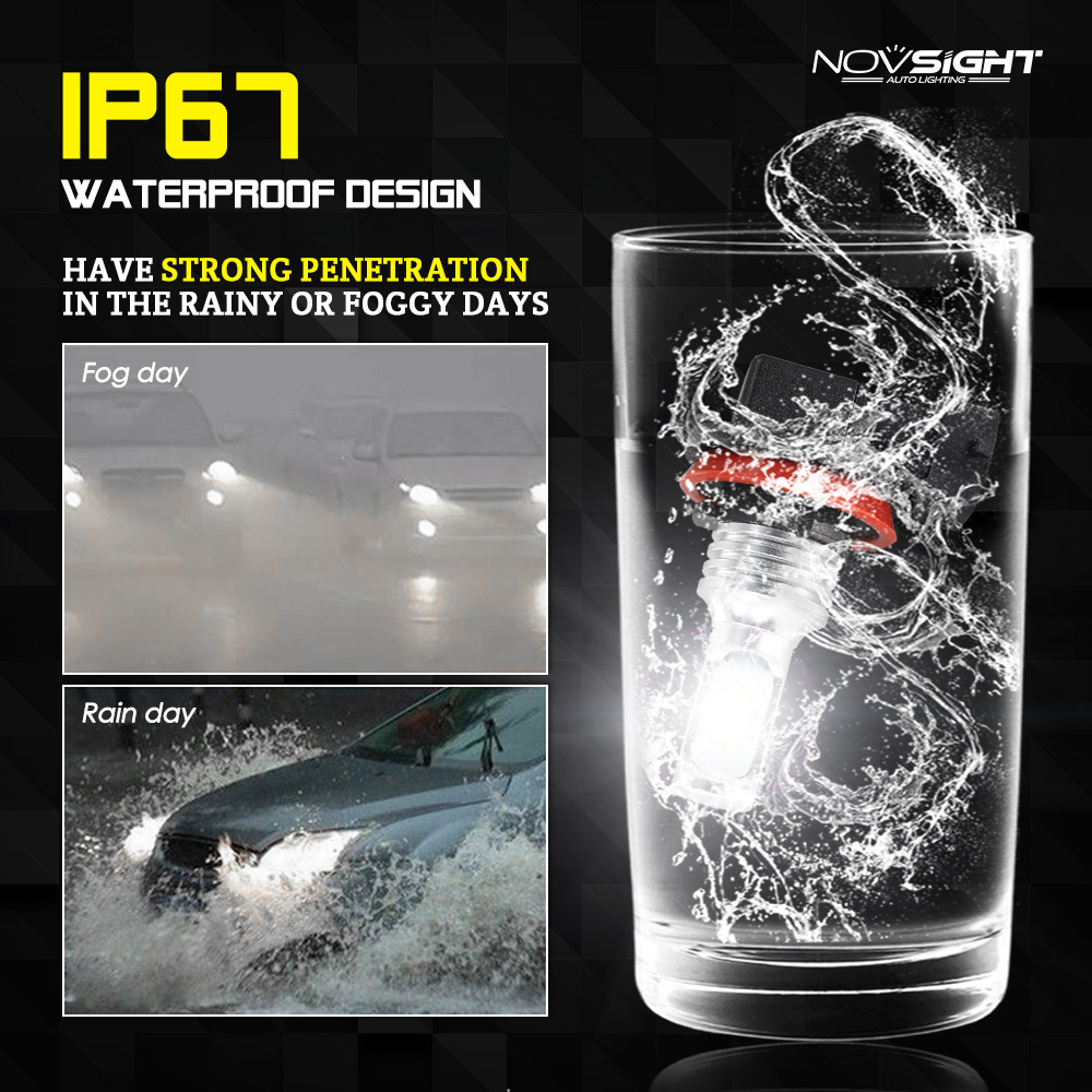 NOVSIGHT H11 1800LM Car LED Fog Lights H8 H9 H16JP Auto Driving Fog Lamps Bulbs White
