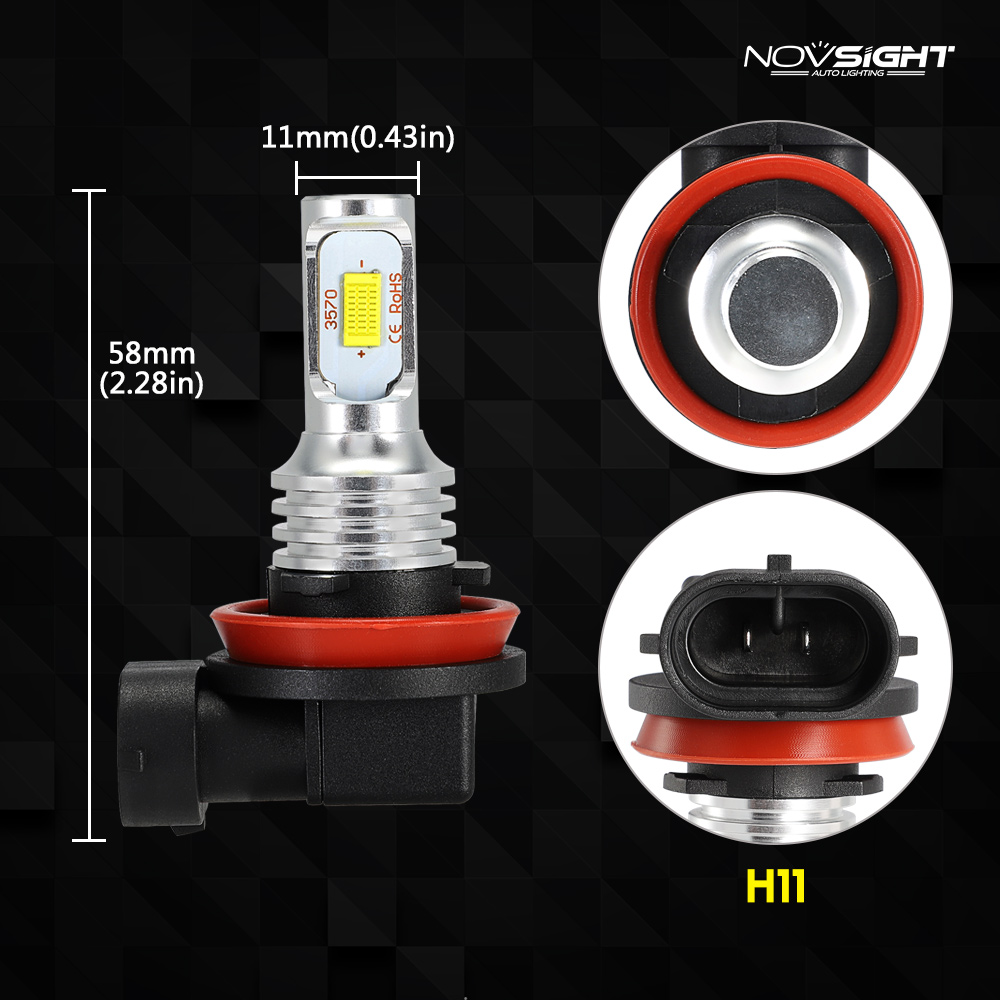 NOVSIGHT H11 1800LM Car LED Fog Lights H8 H9 H16JP Auto Driving Fog Lamps Bulbs White