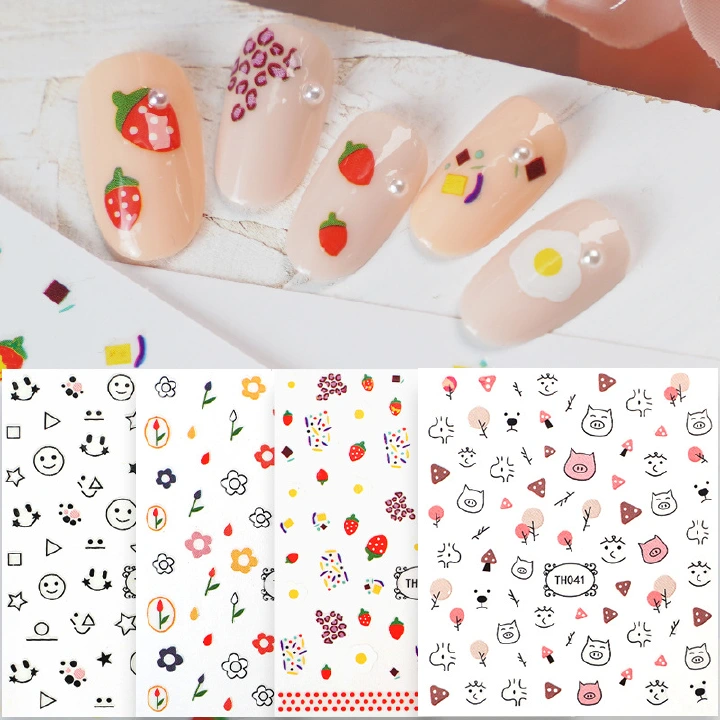 3/10/20Sheets New nail art accessories flower nail stickers fruit nail stickers DIY nail stickers