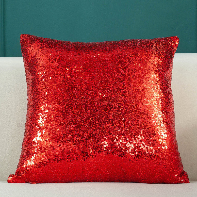 2 Pieces Sequins Solid Color Gradient Pillowcase Ins New Year Christmas Sofa Cushion Pillowcase Office Waist