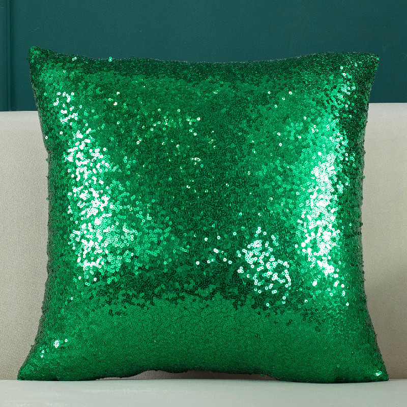2 Pieces Sequins Solid Color Gradient Pillowcase Ins New Year Christmas Sofa Cushion Pillowcase Office Waist