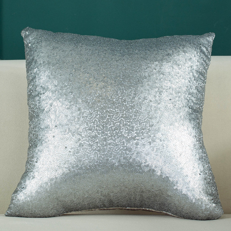2 Pieces Sequins Solid Color Gradient Pillowcase Ins New Year Christmas Sofa Cushion Pillowcase Office Waist
