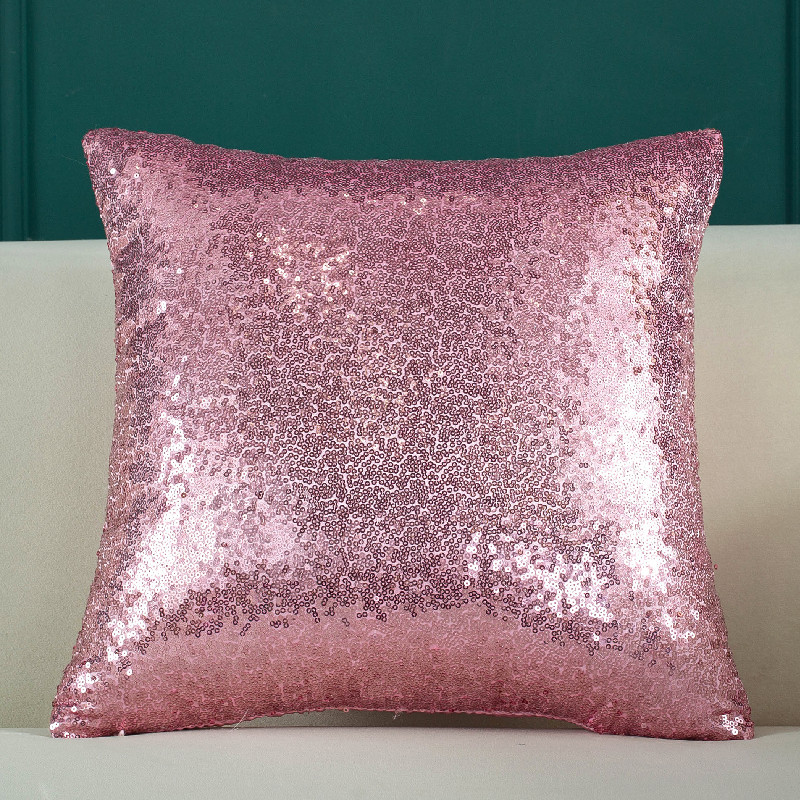 2 Pieces Sequins Solid Color Gradient Pillowcase Ins New Year Christmas Sofa Cushion Pillowcase Office Waist