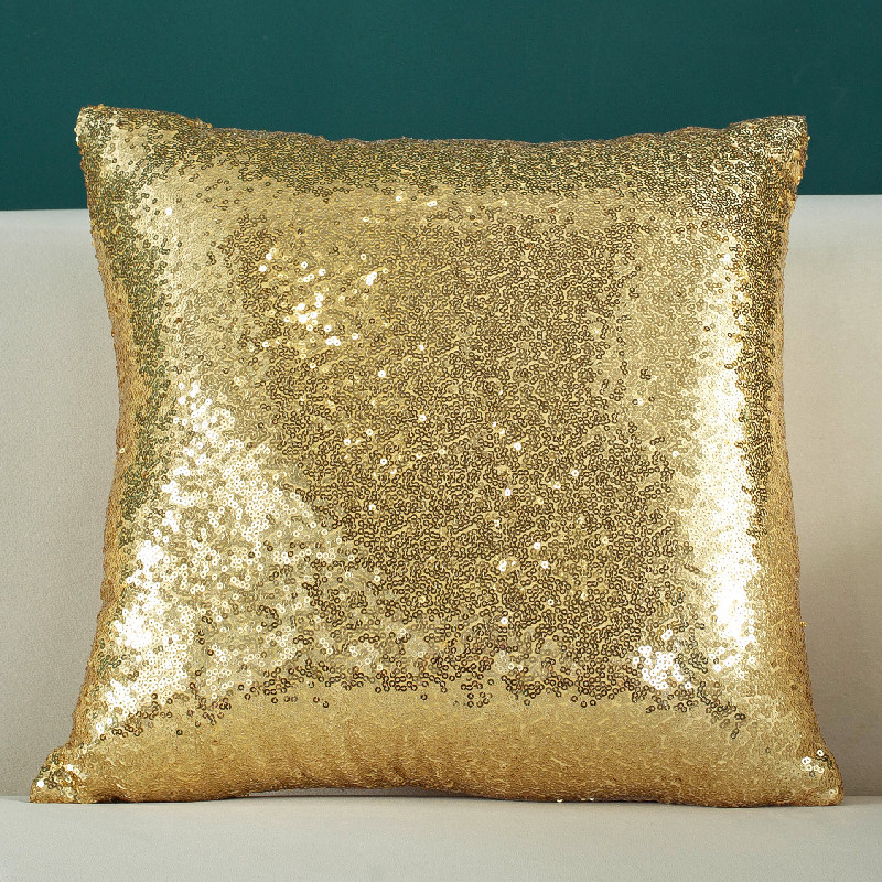 2 Pieces Sequins Solid Color Gradient Pillowcase Ins New Year Christmas Sofa Cushion Pillowcase Office Waist