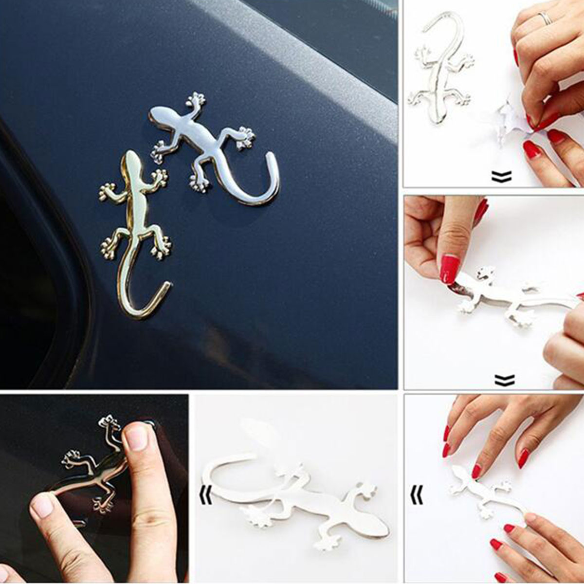 Car Styling Gold Car Truck Auto Motor Sticker Decals Fashion Car 3D Gecko Metal Emblem Badge