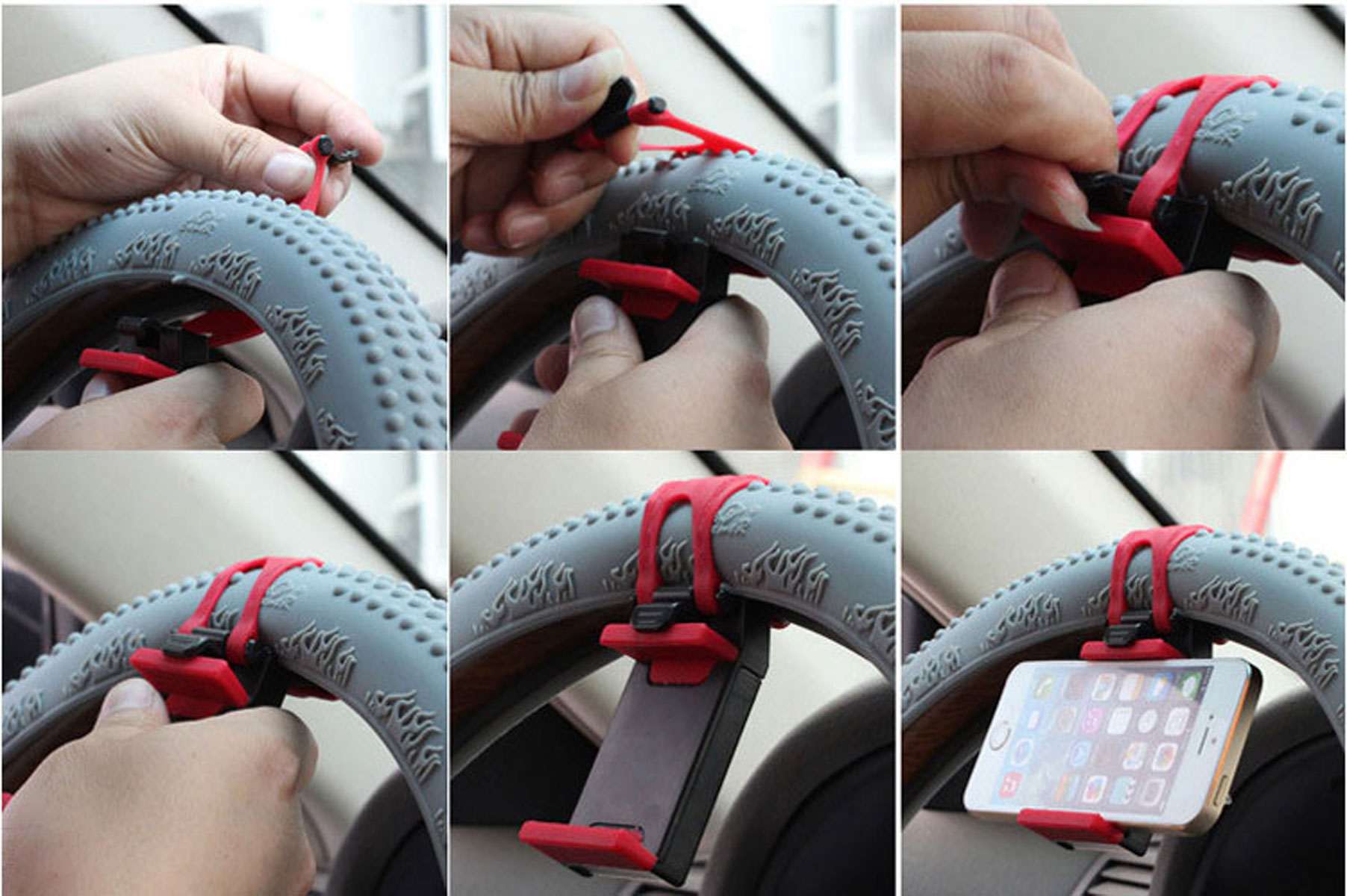 Car/Bike Mount Holder for Mobile Cell Phone GPS Retractable Car Steering Wheel Cradle Holder Clip