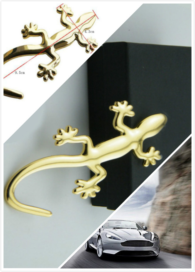 Car Styling Gold Car Truck Auto Motor Sticker Decals Fashion Car 3D Gecko Metal Emblem Badge
