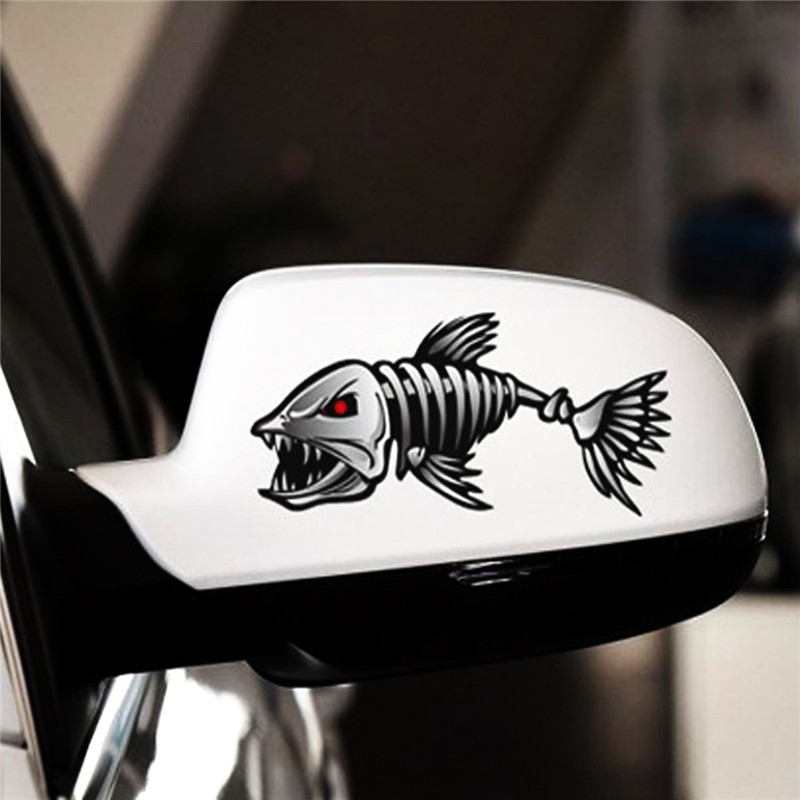 Fearsome Cartoon Shark Skeleton Car Sticker Reflective Fish Cars Decal  Car Cover Scratches Decals