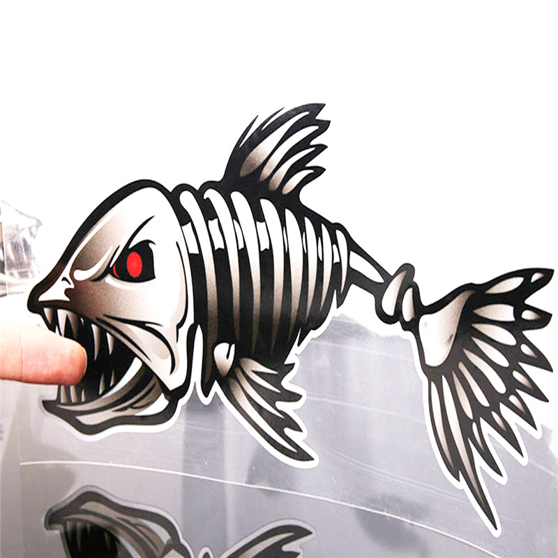 Fearsome Cartoon Shark Skeleton Car Sticker Reflective Fish Cars Decal  Car Cover Scratches Decals