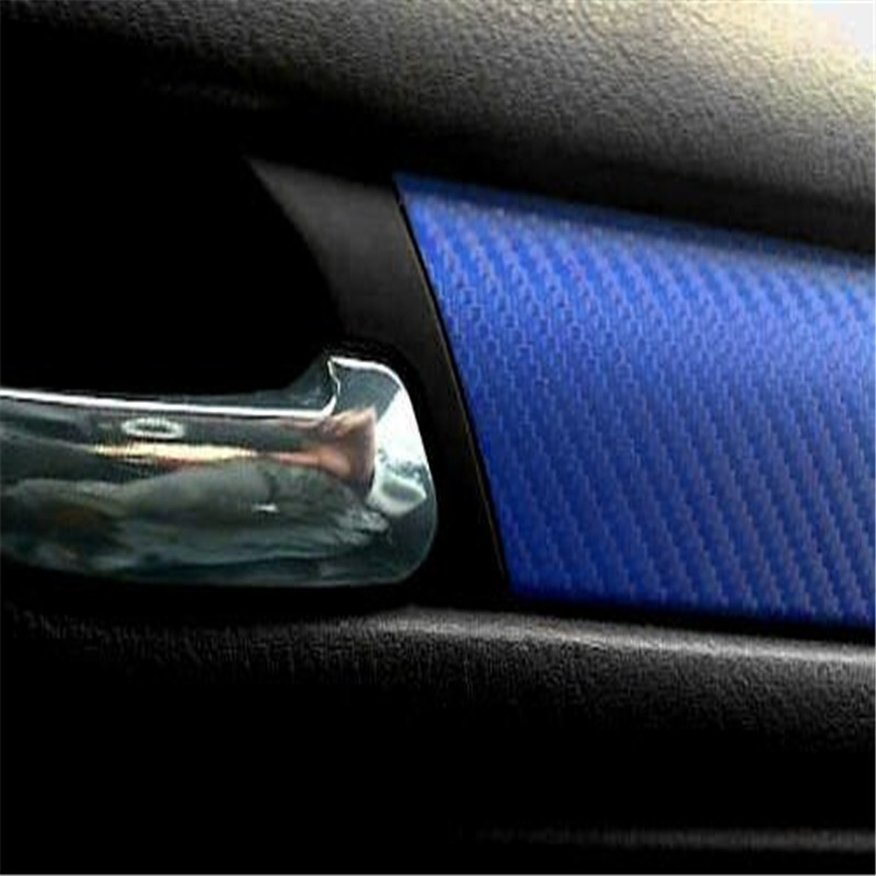 Blue 3D Carbon Fiber Vinyl Car DIY Wrap Sheet Roll Film Sticker Decal