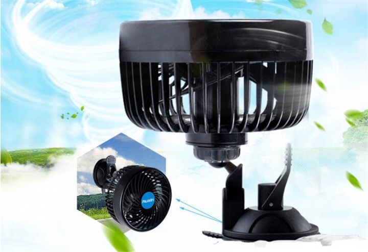 24V Car Fan Adjustment Suction Cup Car Cooling Air Fan Quiet Stepless Speed Change Rotatable