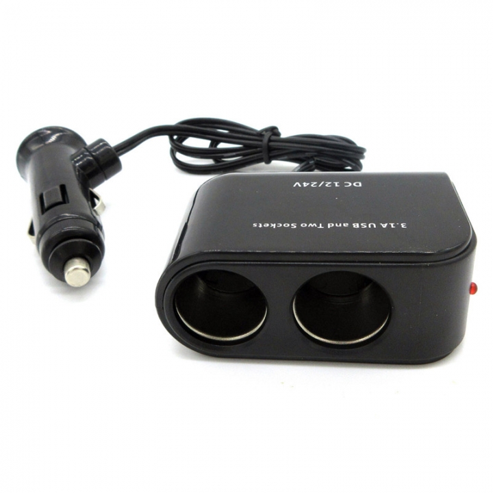 Universal 2 Sockets USB Quick Car Charger for Electronic Devices