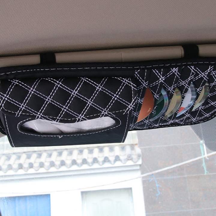 Car Kit Tissue Box Universal Car Sun Visor Hanging Type Embroidery Pattern Tissue Cover