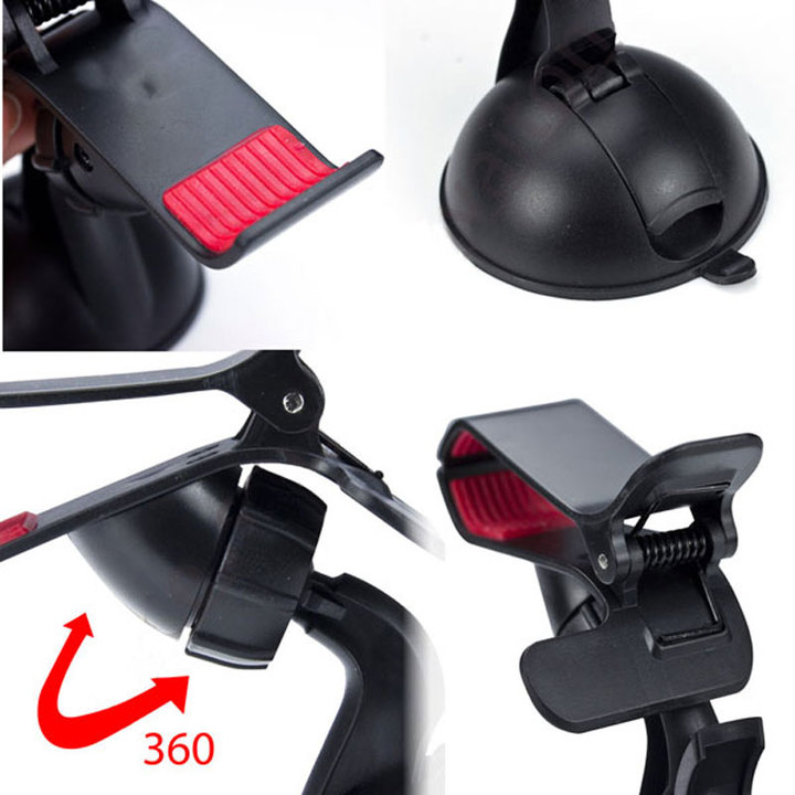 Black Full 360 degree Rotation Car Holder Bracket Suction Cup Kit Holder for Tenco/Huawei/Itel/Nokia