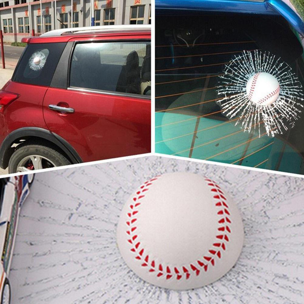 Funny 3D Stickers Car Sticker Ball Hits Car Window Sticker Self Adhesive Baseball Decal
